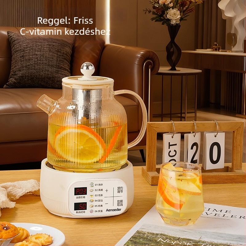 Üvegből készült teáskanna MYL02M, kapacitás 1–1,5 L, 1000 W, 220 V