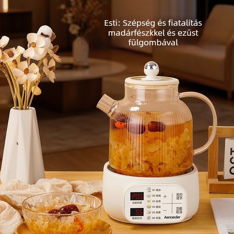 Üvegből készült teáskanna MYL02M, kapacitás 1–1,5 L, 1000 W, 220 V