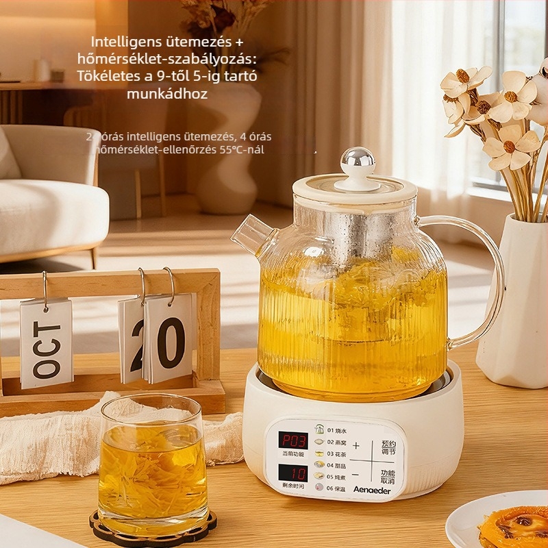 Üvegből készült teáskanna MYL02M, kapacitás 1–1,5 L, 1000 W, 220 V