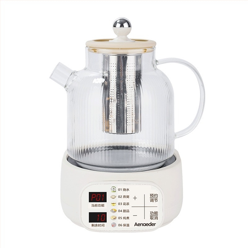 Üvegből készült teáskanna MYL02M, kapacitás 1–1,5 L, 1000 W, 220 V