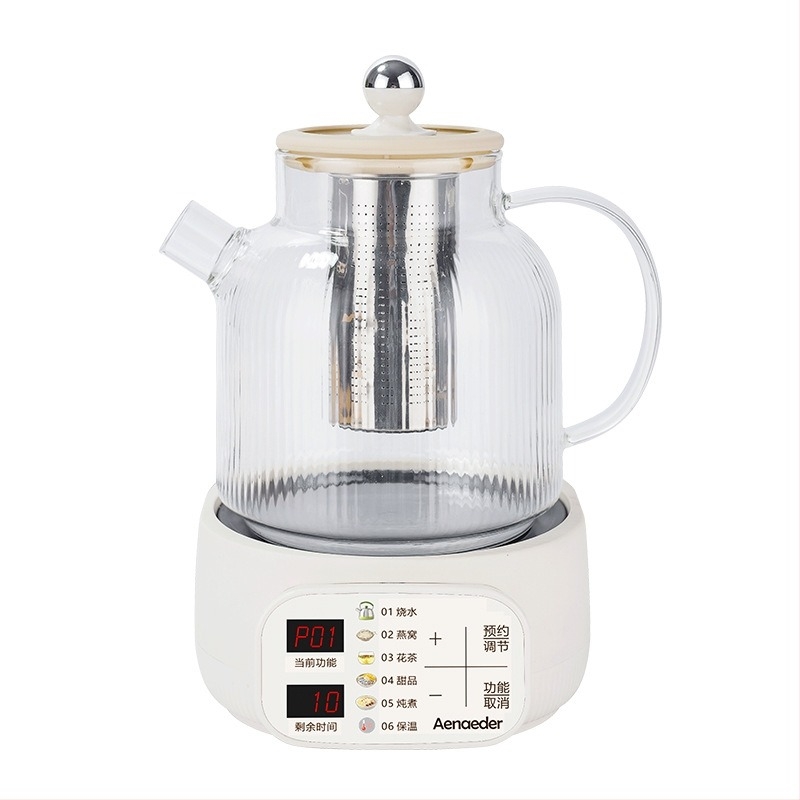 Üvegből készült teáskanna MYL02M, kapacitás 1–1,5 L, 1000 W, 220 V