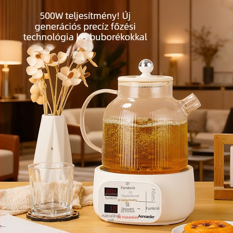 Üvegből készült teáskanna MYL02M, kapacitás 1–1,5 L, 1000 W, 220 V