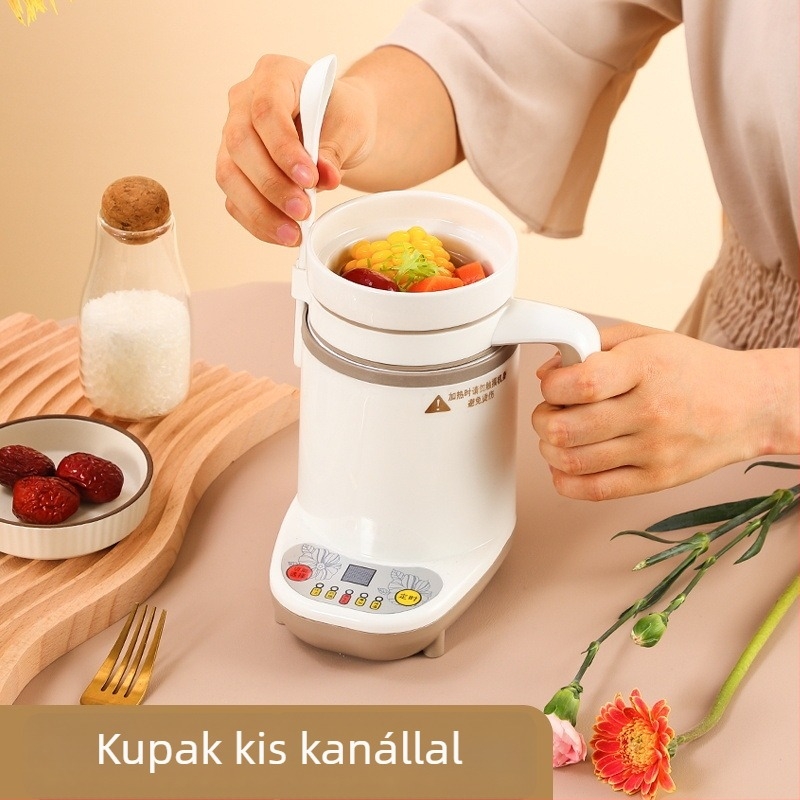 Mini irodai zabkása pohár elektromos fűtéssel, teljesen automata, multifunkcionális melegen tartó termosz
