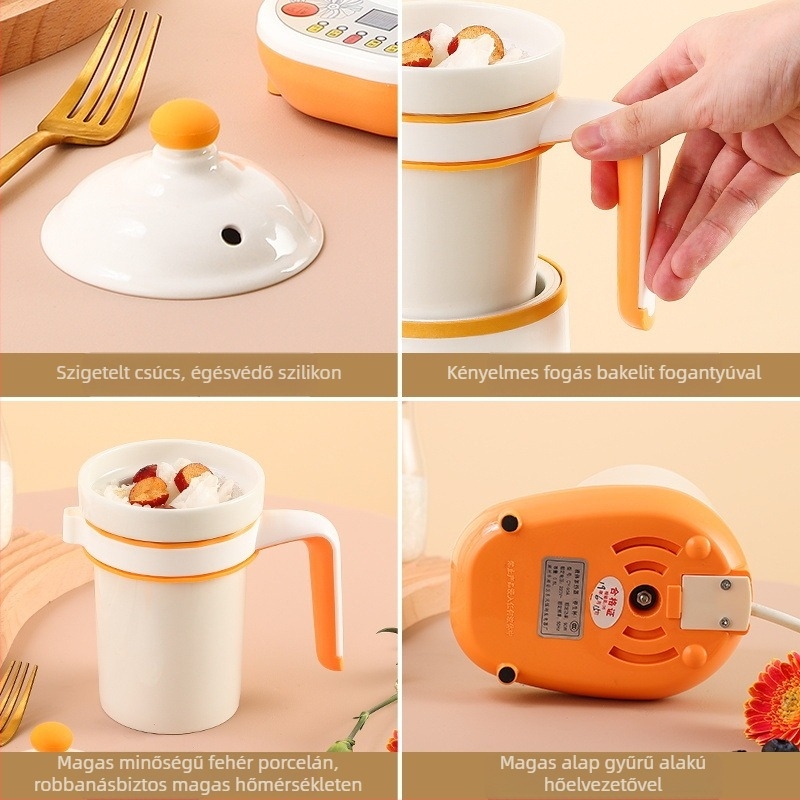 Mini irodai zabkása pohár elektromos fűtéssel, teljesen automata, multifunkcionális melegen tartó termosz
