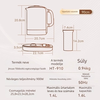 Kamjove HT-910 Üveg Elektromos Teáskanna belső rozsdamentes acél tartállyal, 1,5–2 L, 900 W