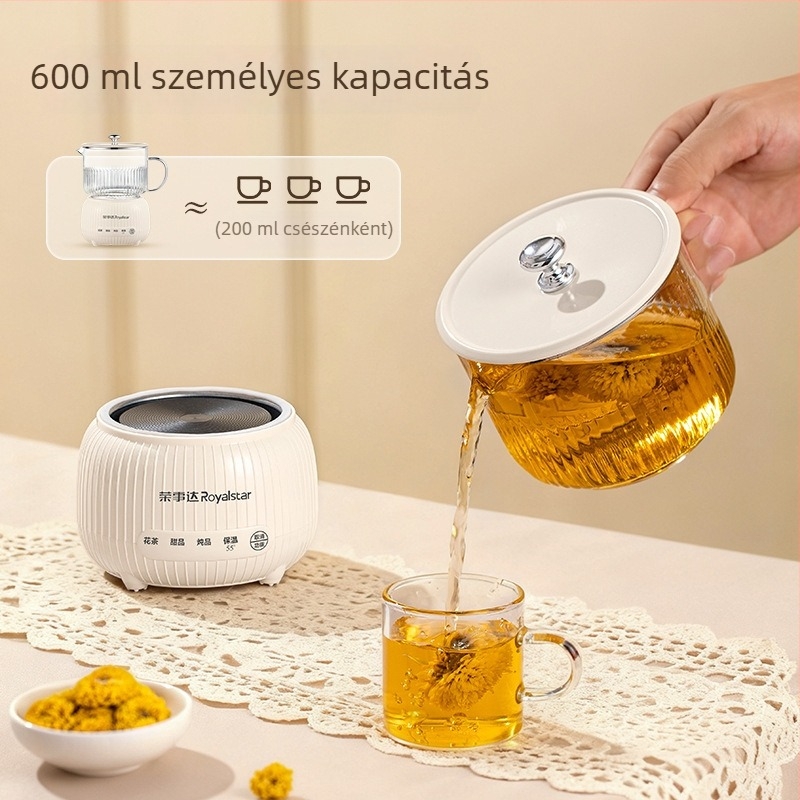 Royalstar üveg tea-kancsó egészséges tea készítéséhez, állandó hőmérséklettel, multifunkcionális elektromos teáskanna otthonra és irodába, virágtea-készítő, mini