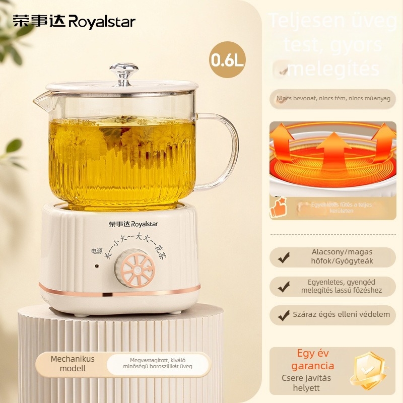 Royalstar üveg tea-kancsó egészséges tea készítéséhez, állandó hőmérséklettel, multifunkcionális elektromos teáskanna otthonra és irodába, virágtea-készítő, mini