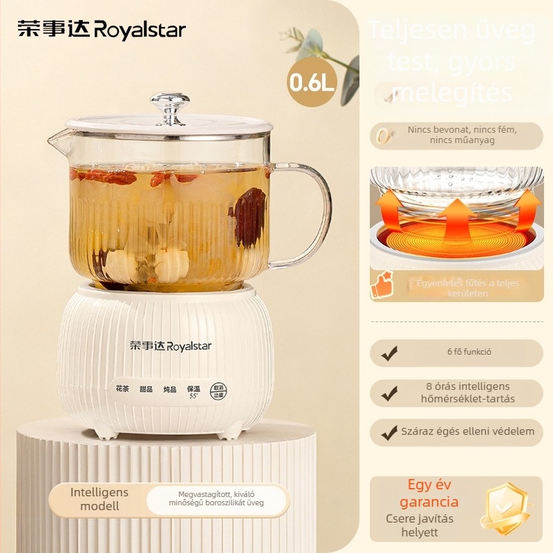 Royalstar üveg tea-kancsó egészséges tea készítéséhez, állandó hőmérséklettel, multifunkcionális elektromos teáskanna otthonra és irodába, virágtea-készítő, mini