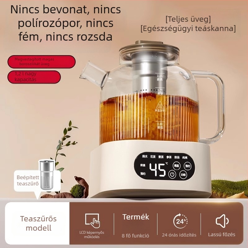 Small Strong Bear Health Pot – üvegből készült, multifunkcionális tea készítő és forraló, otthoni és kis irodai használatra