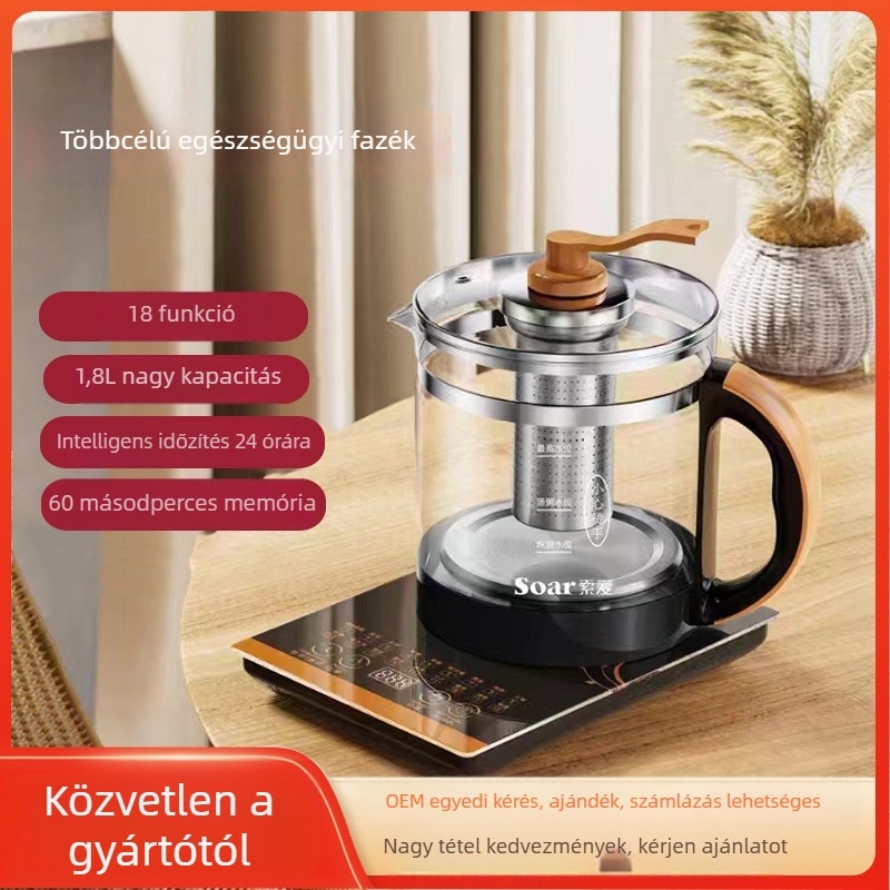 Soar Egészséges teafőző, testileg vastag üvegből, teljesen automatikus; modell YSH884-1, kapacitás 1.5–2 L, 220V, 800W, digitális termosztát