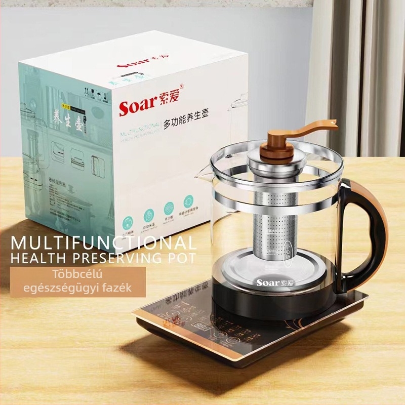 Soar Egészséges teafőző, testileg vastag üvegből, teljesen automatikus; modell YSH884-1, kapacitás 1.5–2 L, 220V, 800W, digitális termosztát