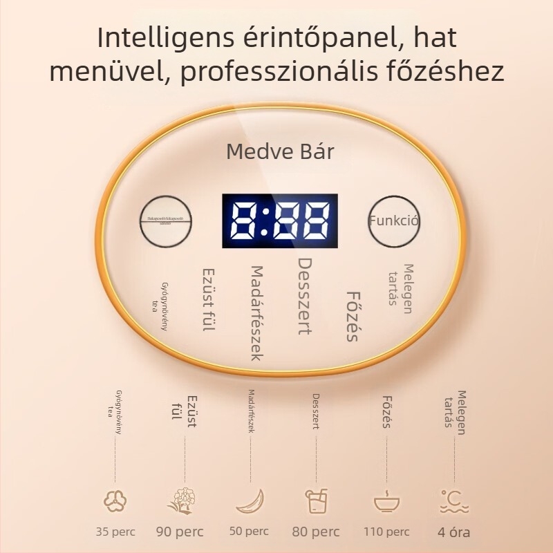 Bear egészség kanna, boroszilikát üveg, 360W, 220V, digitális termosztát, érintéses vezérlés