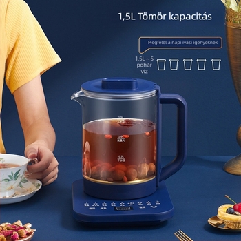 Többfunkciós egészség teáskanna otthoni és irodai használatra, üvegből készült test, XM-Y16, 1–1,5 L, 220 V, 800 W
