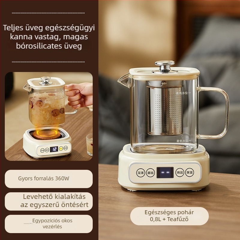 Tea főző kanna - magas hőálló üvegből készült test, kapacitás legfeljebb 1 L, 220V, 360W, kínai gyógyászati főzet funkció