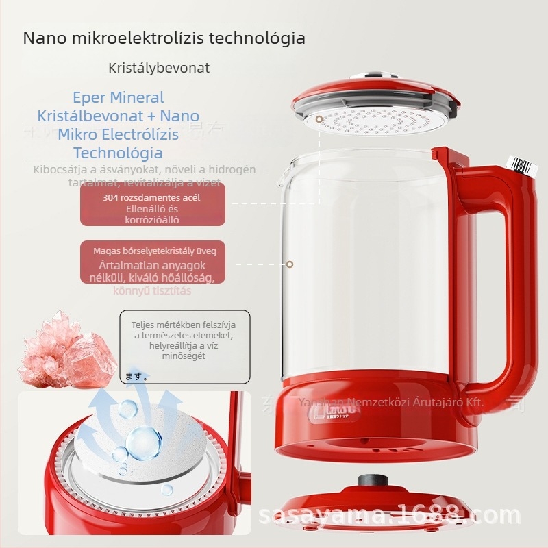 LATUNA Jhr-sh1801 otthoni teáskanna magas boroszilikát üvegből, 1.5-2 L, 220 V, 500-1000 W, állandó hőmérséklet