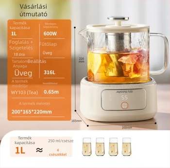 Joyoung Wy103 Üvegből készült egészséges teafőző, 1 L kapacitás, 220 V, 500–1000 W, elektronikus termosztát