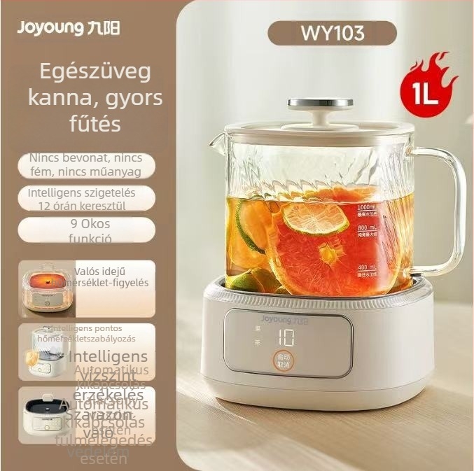 Joyoung Wy103 Üvegből készült egészséges teafőző, 1 L kapacitás, 220 V, 500–1000 W, elektronikus termosztát