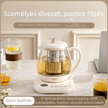 Egészség teáskanna üveg testtel, 0,8 L, 800 W, 220 V, modell GC-674