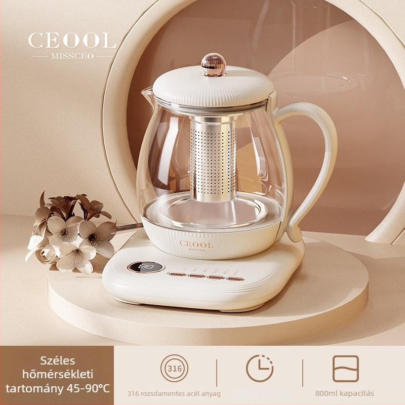 Egészség teáskanna üveg testtel, 0,8 L, 800 W, 220 V, modell GC-674