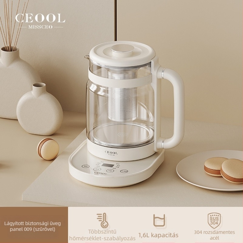 Egészség teáskanna üveg testtel, 0,8 L, 800 W, 220 V, modell GC-674