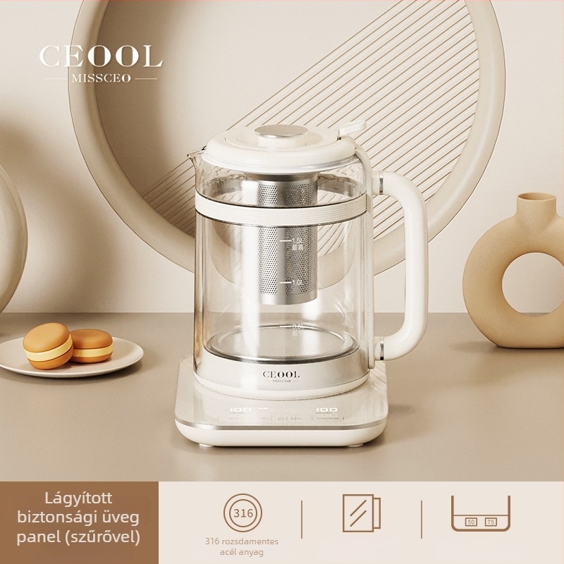 Egészség teáskanna üveg testtel, 0,8 L, 800 W, 220 V, modell GC-674