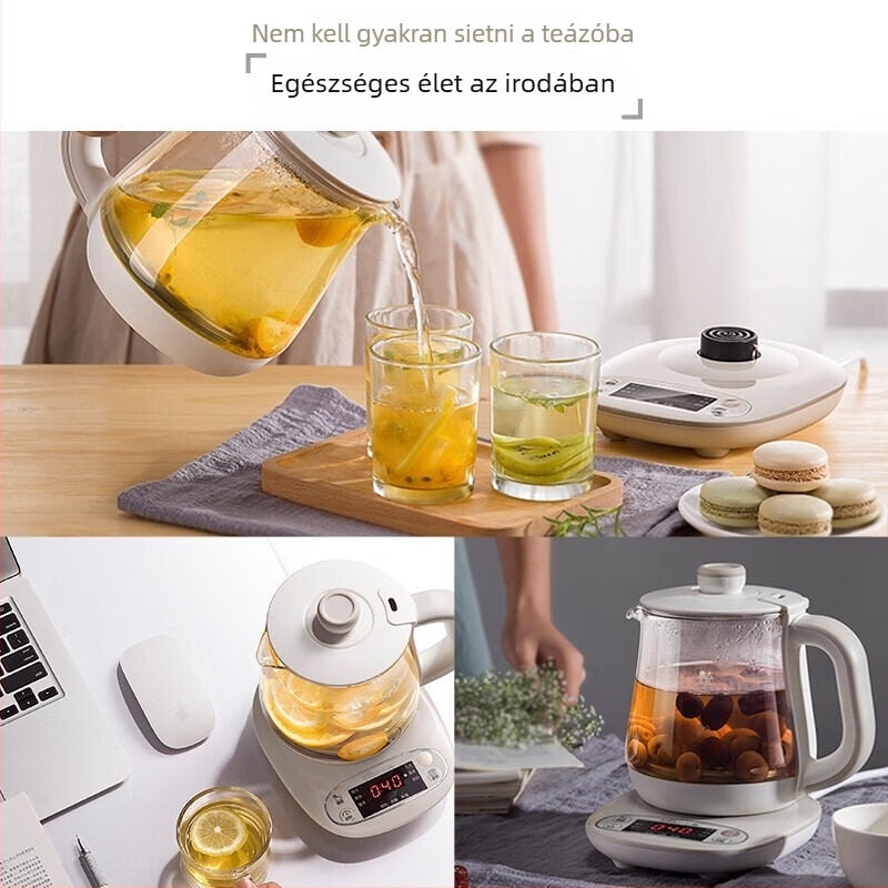 Egészséges infúziós elektromos teáskanna, boroszilikát üvegből készült testtel, modell YSH-A08U6, 1.5–2 L, 220 V, 400–500 W