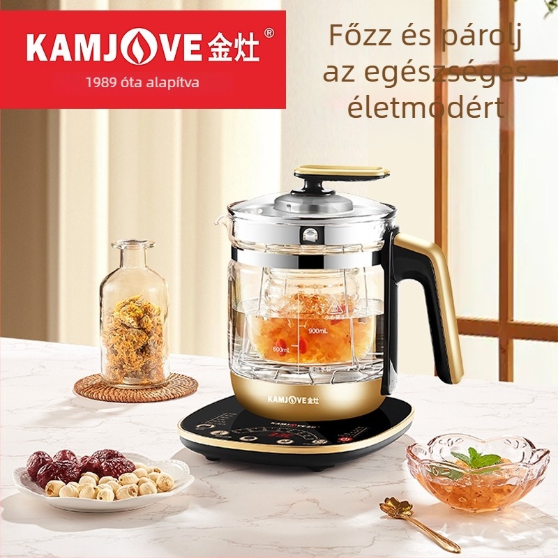 HT-590 Automata egészségügyi decoction edény, üvegszerű test, belső rozsdamentes acél, 1200 W, mikroprocesszoros vezérlés