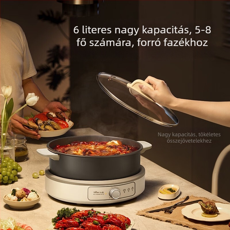 Bear elektromos hotpot háztartási használatra, levehető és mosható belső tartály, 1800W, alkalmas 5–8 adaghoz