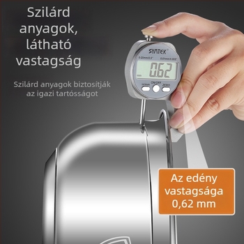 Sűrített 316 rozsdamentes acél leveses fazék, élelmiszer-minőségű, tapadásmentes, többrétegű aljzat, kapacitás több mint 10 L, univerzális tűzhelyhez