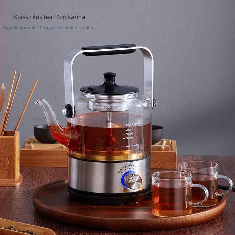 Tea készítő készülék – Modell OMT-PC0805, boroszilikát üveg test, kapacitás 2 L alatt, 600 W, 220 V