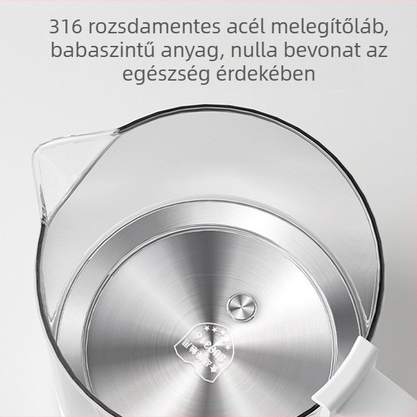Egészséges teáskanna infúzióhoz, üveg test, 1 L kapacitás, 220 V, 500 W, digitális termosztát érintéses vezérléssel
