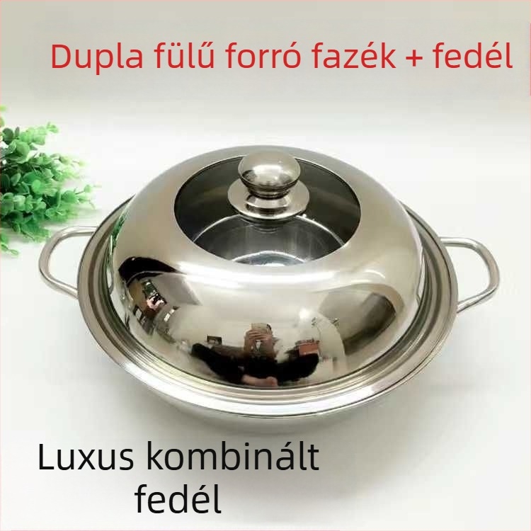 Rozsdamentes acél hot pot Mandarin Duck dizájn, indukciós tűzhely kompatibilis, 2,1–4 L kapacitás, vastagított háztartási fazék