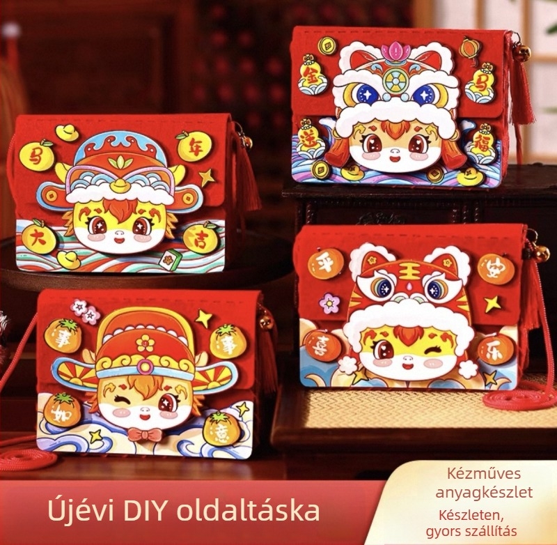 DIY keresztbody táska gyerekeknek — filc anyag, konstelláció/zodiákus minta, gyerekbarát rajzfilm stílus, alkalmas óvodának, 2024 tavasz