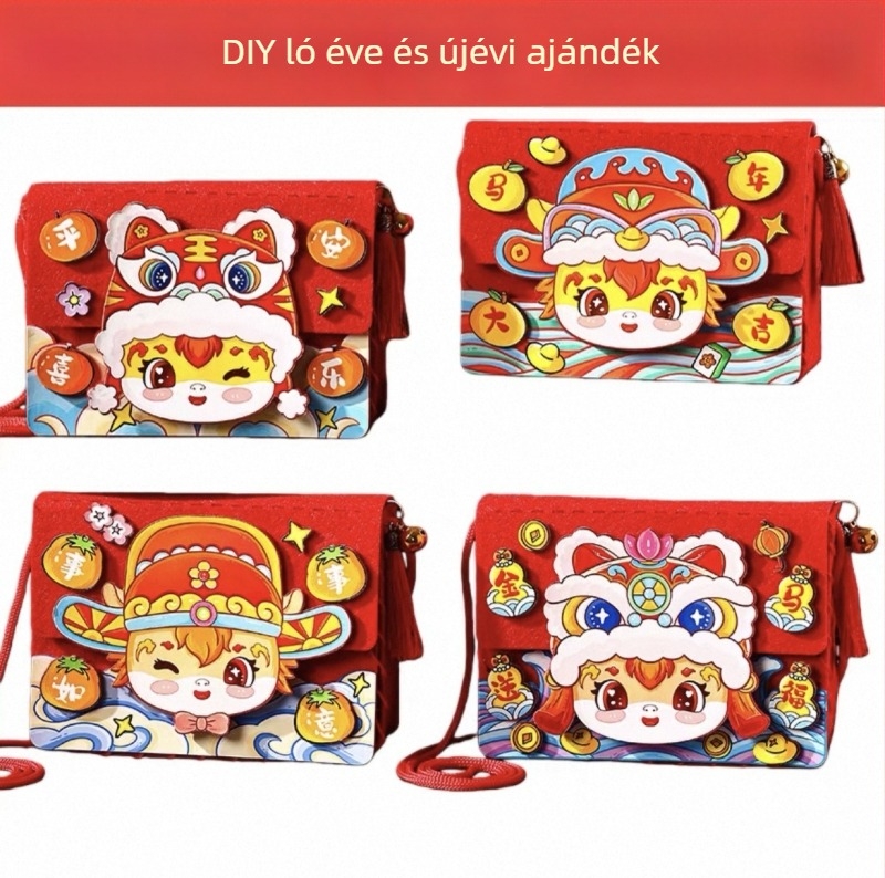 DIY keresztbody táska gyerekeknek — filc anyag, konstelláció/zodiákus minta, gyerekbarát rajzfilm stílus, alkalmas óvodának, 2024 tavasz