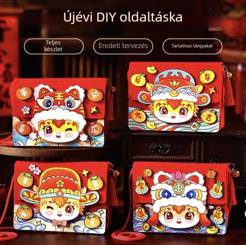 DIY keresztbody táska gyerekeknek — filc anyag, konstelláció/zodiákus minta, gyerekbarát rajzfilm stílus, alkalmas óvodának, 2024 tavasz