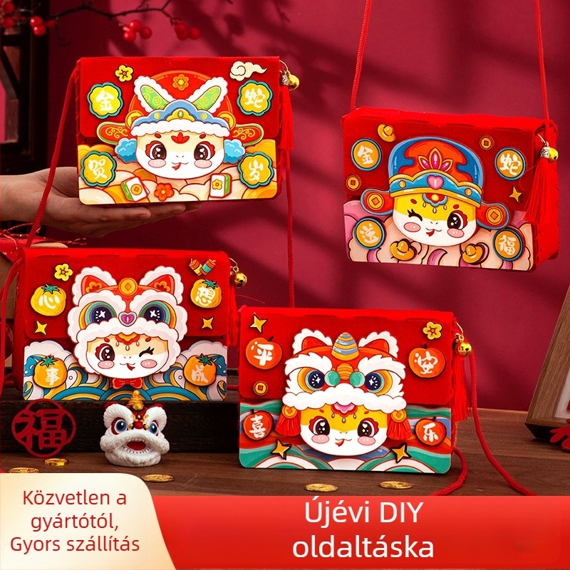 DIY keresztbody táska gyerekeknek — filc anyag, konstelláció/zodiákus minta, gyerekbarát rajzfilm stílus, alkalmas óvodának, 2024 tavasz