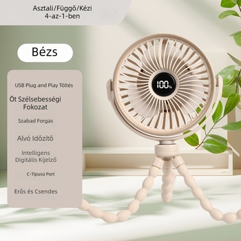 Lapát nélküli polip formájú babakocsi ventilátor, hordozható és csendes, USB tápegységgel és beépített akkumulátorral, etetéshez