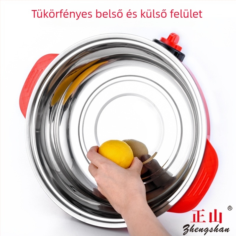 Elektromos forró fazék párolóval, nagy teljesítményű 1200–1500W, kapacitás 1–2L, belső edény rozsdamentes acélból, műanyag ház, gombos vezérlés, 220V, 3–4 adag, Lapsang