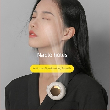 Pengétlen viselhető ventilátor nyakra és derékra, 360° forgás, USB-s tápegység, 3 sebesség, beépített 800–1000 mAh akkumulátor, üzemidő 1–3 óra