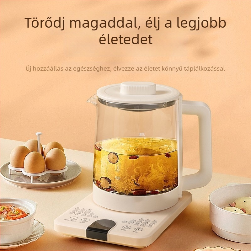 Egészséges kanna infúzióhoz és automatikus felforráshoz, üvegtest és belső tartály, 1 L, 220V, 800W, érintéses vezérlés