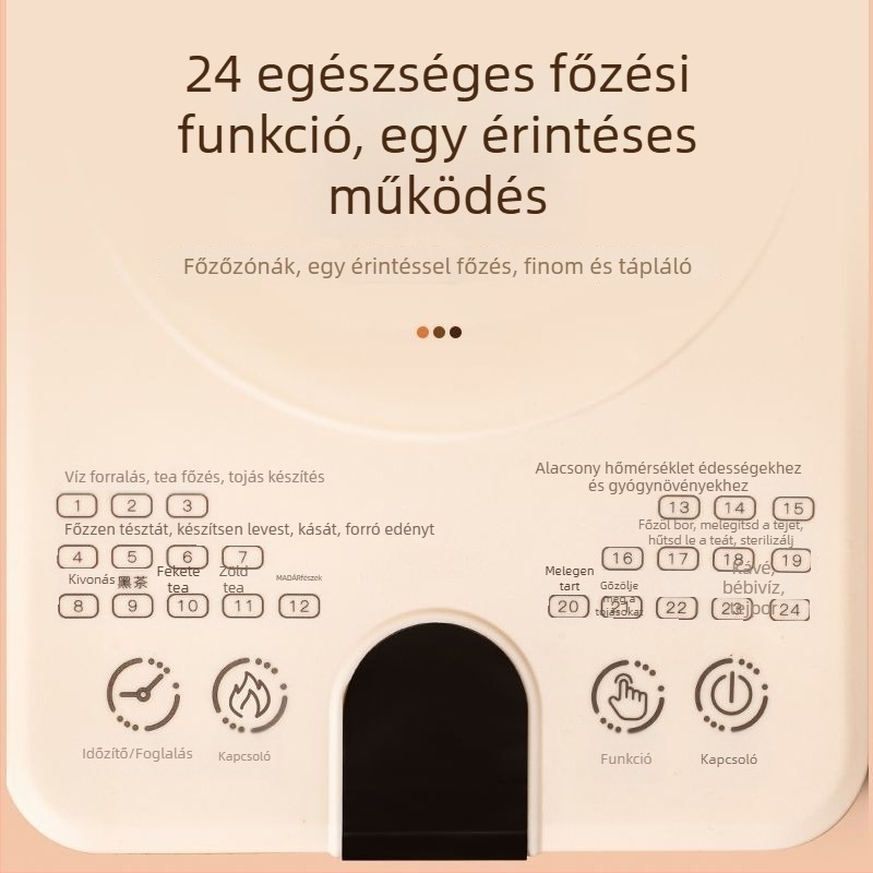 Egészséges kanna infúzióhoz és automatikus felforráshoz, üvegtest és belső tartály, 1 L, 220V, 800W, érintéses vezérlés