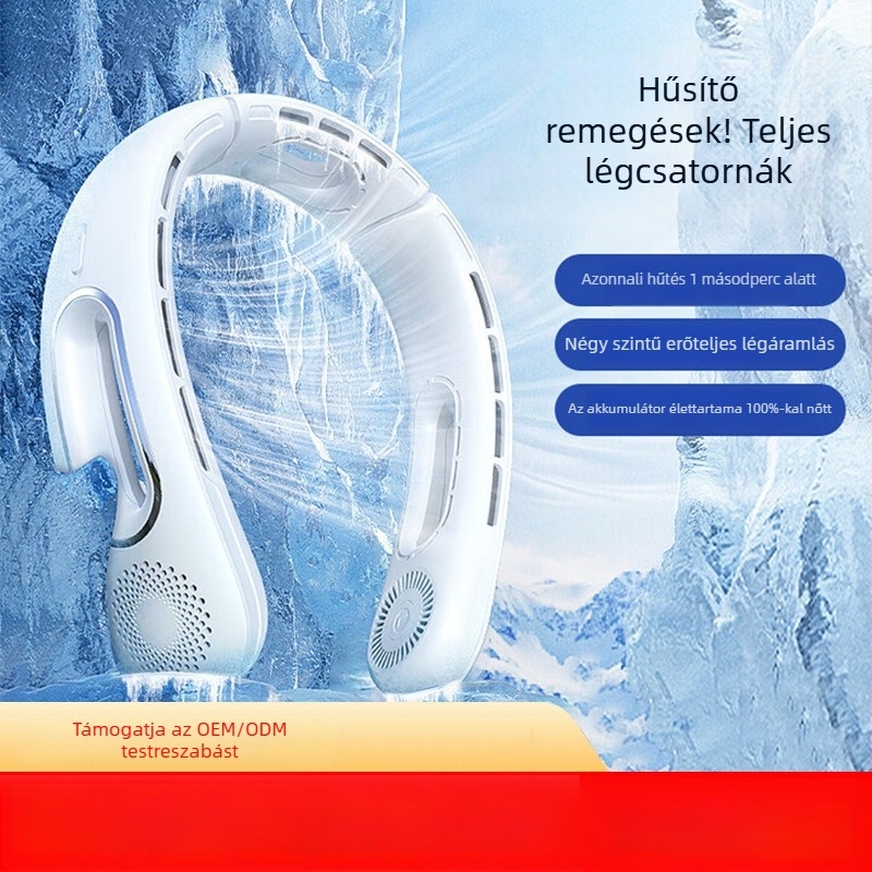 Új hordozható nyakventilátor lapátok nélkül, sporthoz és szabadtéri használatra, csendes, USB-töltéses kompakt mini ventilátor