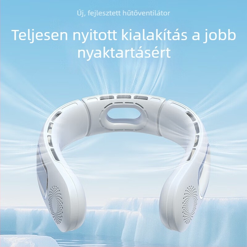 Új hordozható nyakventilátor lapátok nélkül, sporthoz és szabadtéri használatra, csendes, USB-töltéses kompakt mini ventilátor