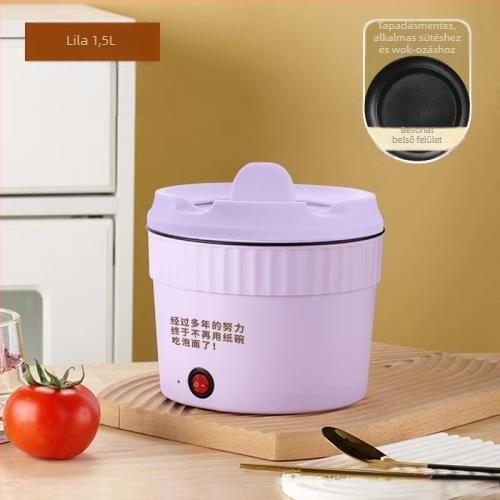 JMC-15 Kompakt elektromos tésztaedény 1 személyre, kapacitás legfeljebb 2 L, kerámia tapadásmentes belső, mechanikus vezérlés gombbal, gyors gőz