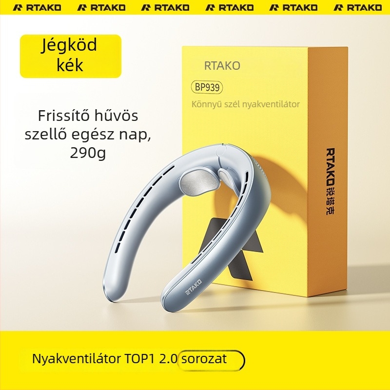 Ruitak nyakventilátor penge nélkül, hordozható USB-ről tölthető, csendes, kültéri használatra, 5 sebesség