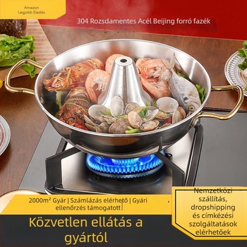 Abby's 304 rozsdamentes acél hot pot – indukciós kompatibilis, bevonat nélküli edény, egyenes aljzattal, rozsdamentes acél fedél