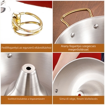 Abby's 304 rozsdamentes acél hot pot – indukciós kompatibilis, bevonat nélküli edény, egyenes aljzattal, rozsdamentes acél fedél