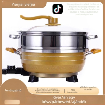 Elektromos forró fazék – többfunkciós, 4–5 L kapacitás, 1500 W, alumínium test, belső alumínium ötvözet bevonattal, 3–8 személynek