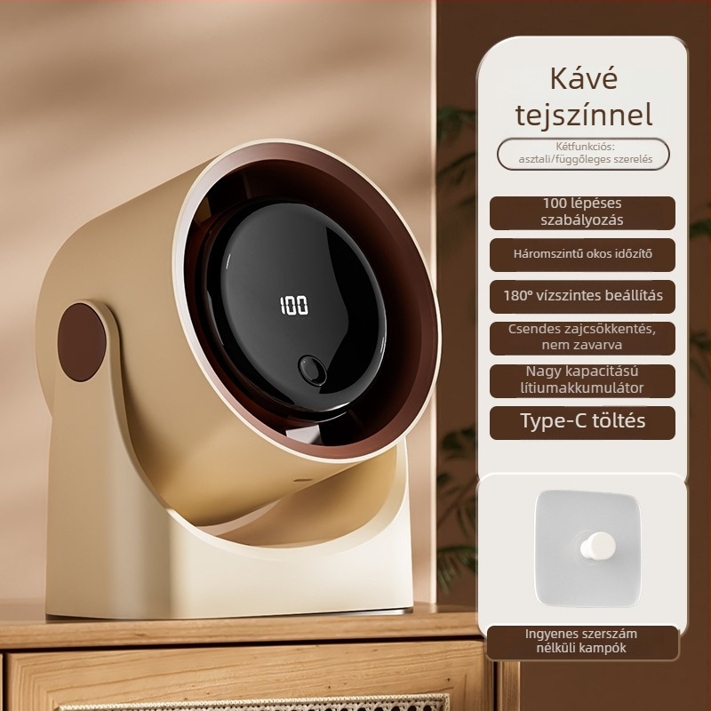 XJ09 bladeless asztali ventilátor – szénkefe nélküli motor, egyenáramú táplálás, többszintű beállítás, alvó mód