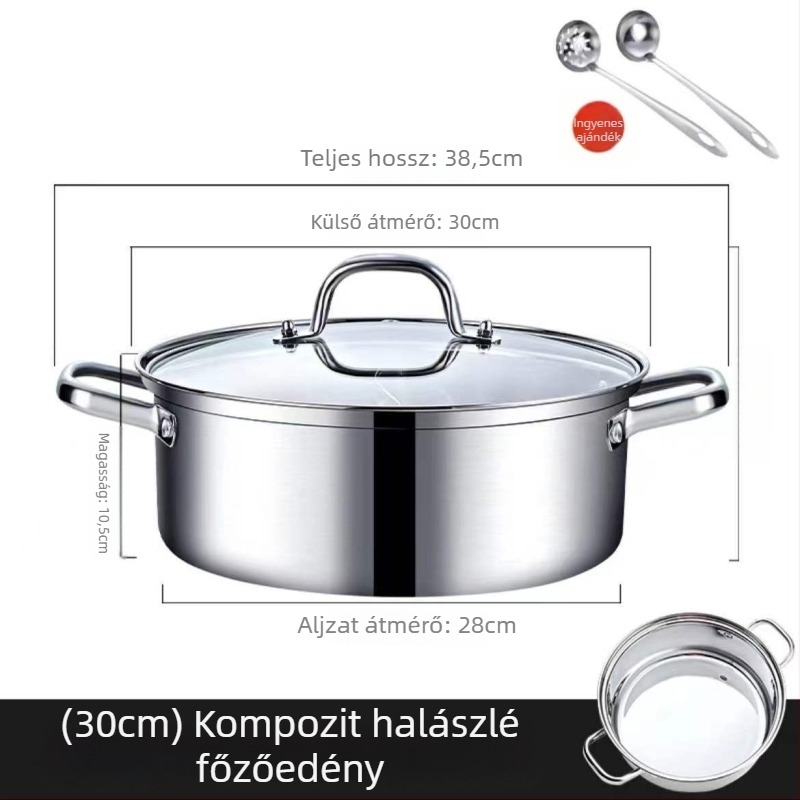 Mandarin kacsa rozsdamentes acélból készült hot pot, kettős kamrás kialakítás, 4.1-6 L kapacitás, összetett alj, fedél üvegszálas, általános tűzhelyekhez, márka Zhenmingtang